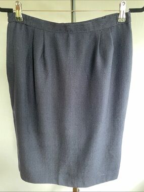 Vintage Atrium Collection Navy Pencil Skirt Midi Elastic Waist USA Size 12